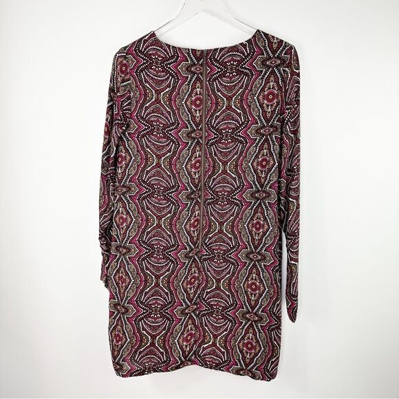Prana Shift Dress Womens Medium Multi Color Floral Paisley Retro Long Sleeve - Picture 2 of 11